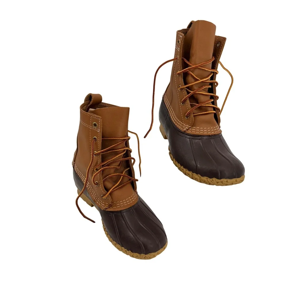 L.L. Bean Bean Boots Women 6M Tan Brown Waterproof Duck Boots USA Made Gorpcore